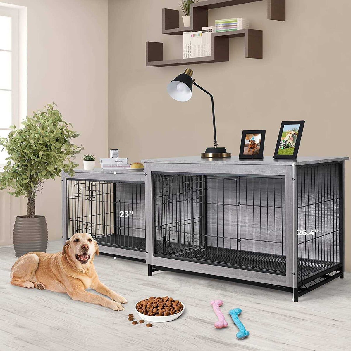 Wooden Dog Crate End Table S119