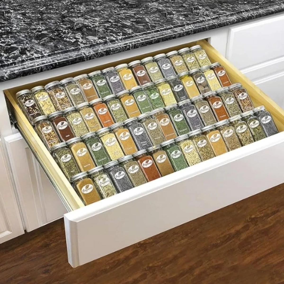 Silver Metallic 4 Tier Spice Rack Insert Tray F451792
