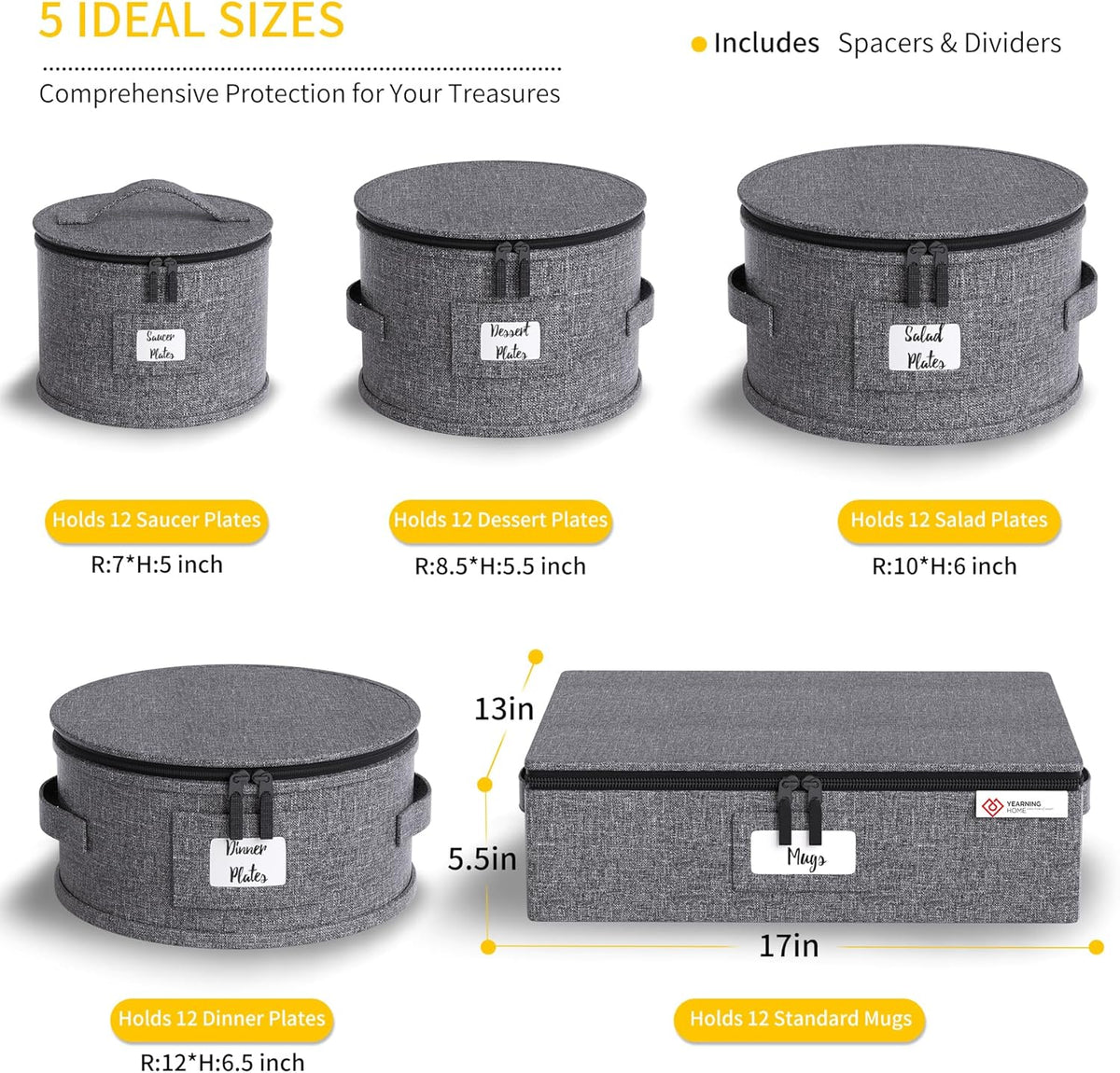 5 Piece Grey Hard Shell Storage Containers for Moving Dishes O593