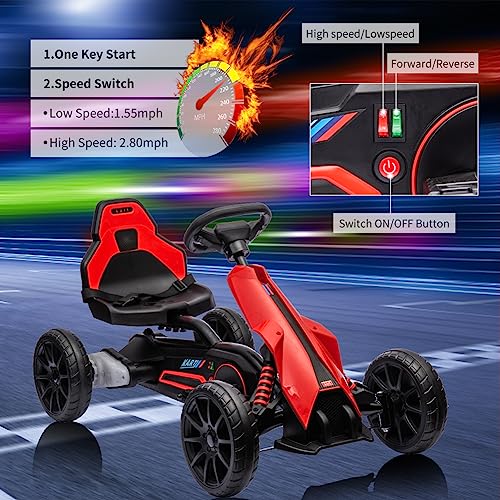 12V 7Ah Battery Powered Electric Drift Kart with Adjustable Speed and Safety Belt, Black S229