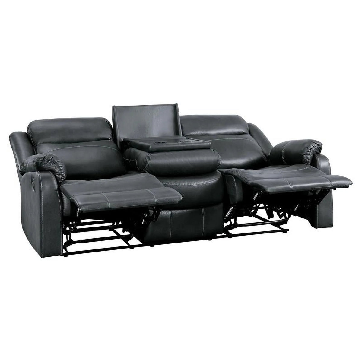 Dark Gray Double Reclining Sofa with Cup Holders K290