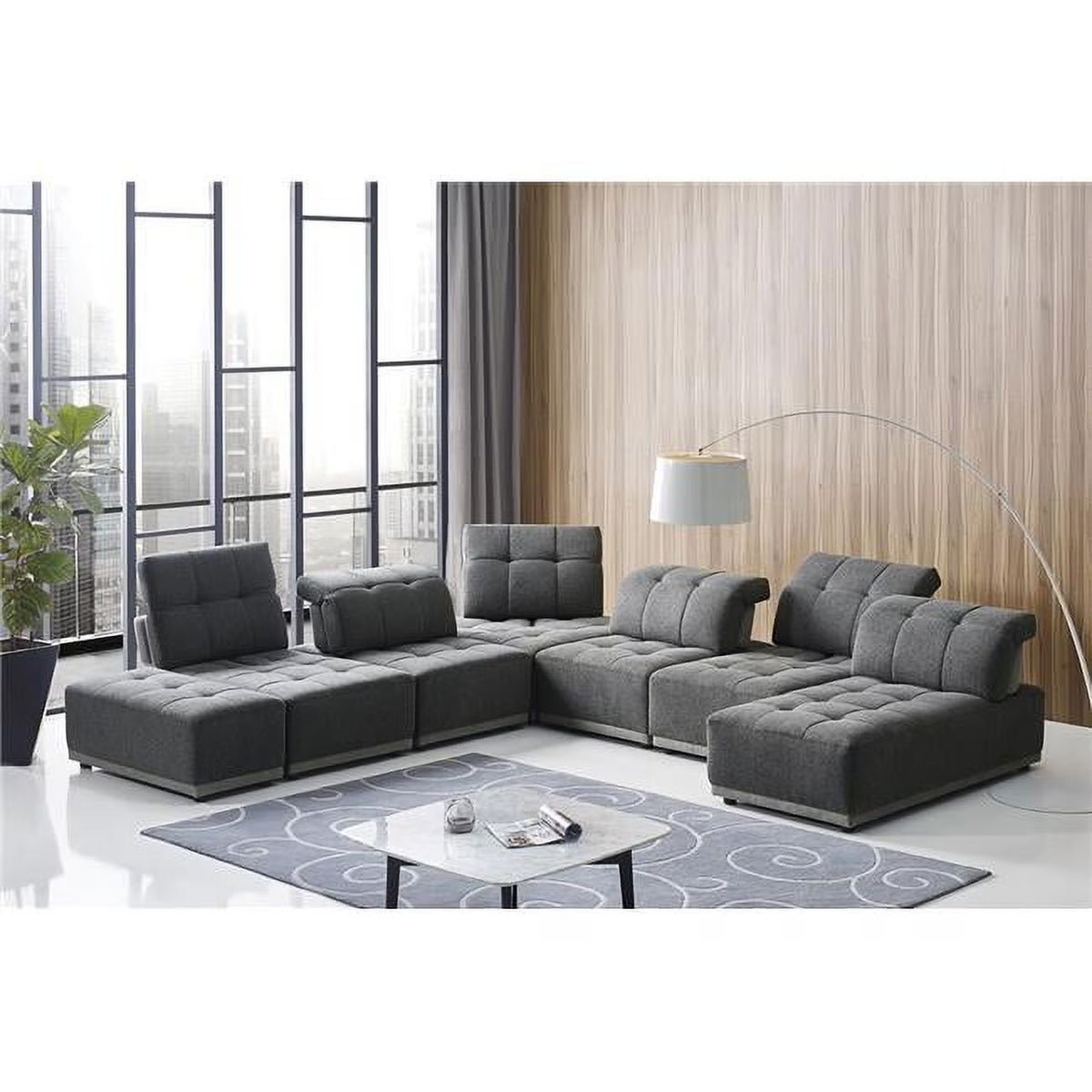 Grey Fabric Sectional Sofa V704464