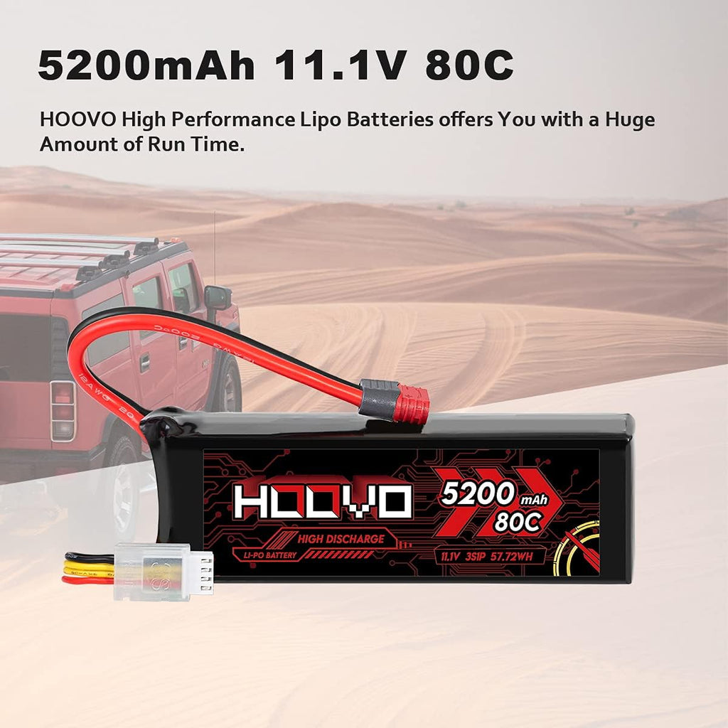 3S 11.1V 80C 5200mAh LiPo Battery with Deans T Plug 2 Packs D200