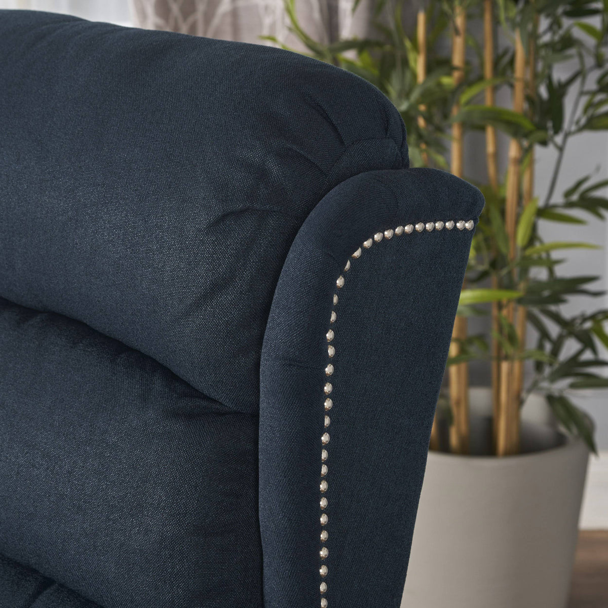 Navy Blue Tufted Fabric Power Recliner R767007