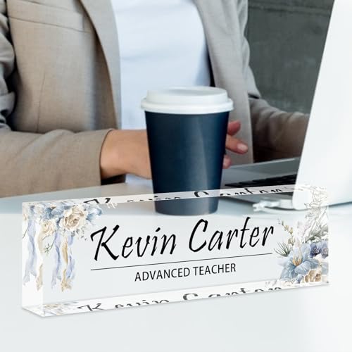 Acrylic Desk Name Plate (Purple Gold Marble) E356