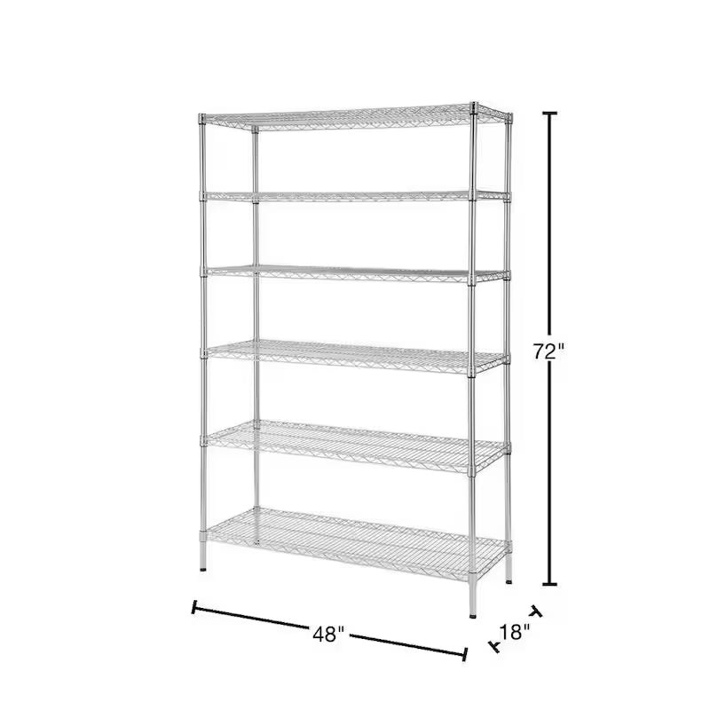 6-Tier Steel Wire Shelving Unit Chrome V6302