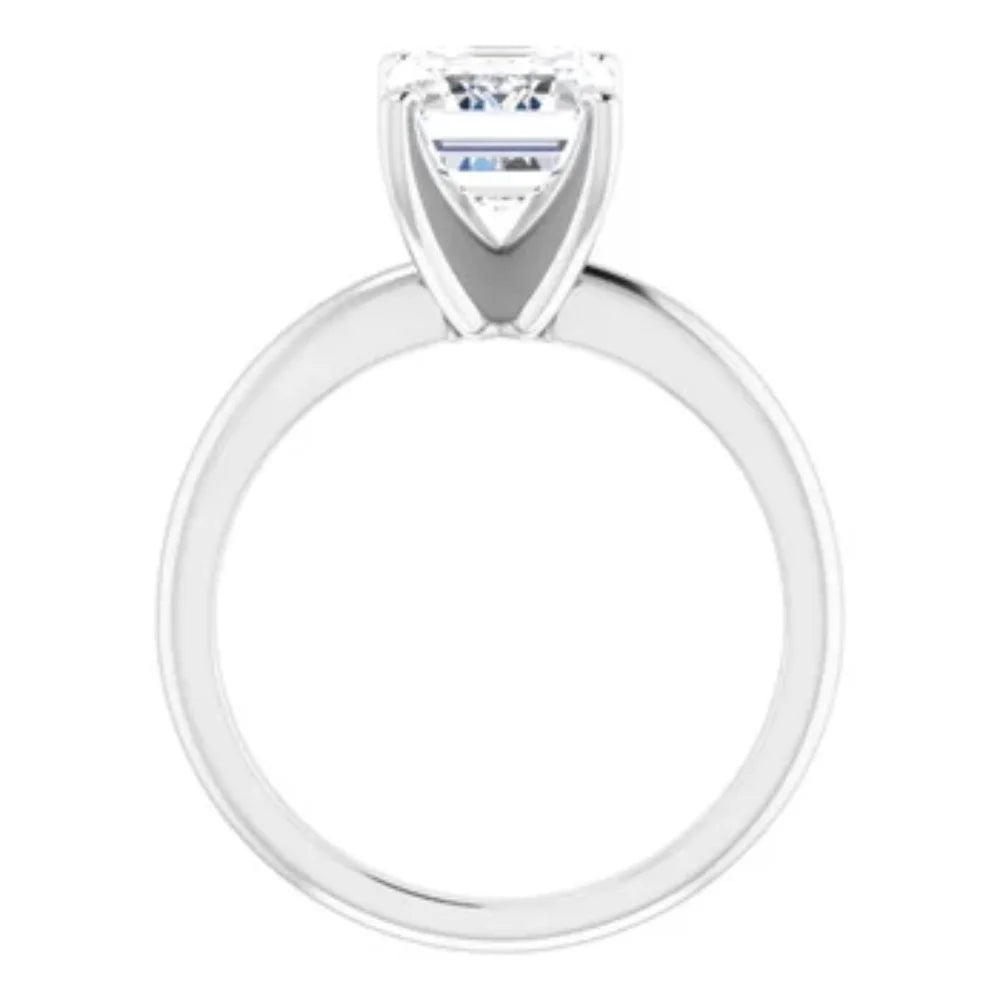 2.97Ct Platinum Lab Grown Emerald Cut Diamond Engagement Ring R74469