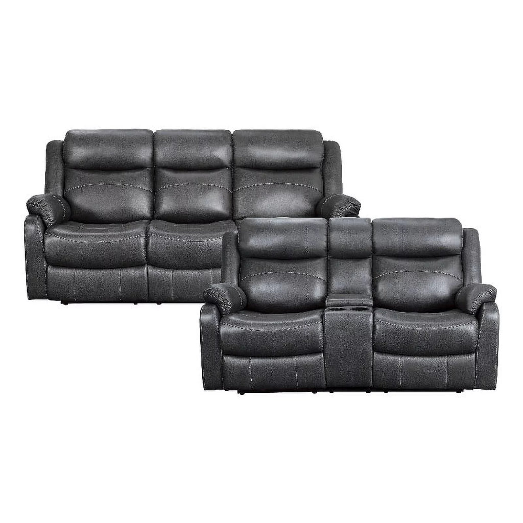 Dark Gray Microfiber 2-Piece Reclining Sofa Set M188575