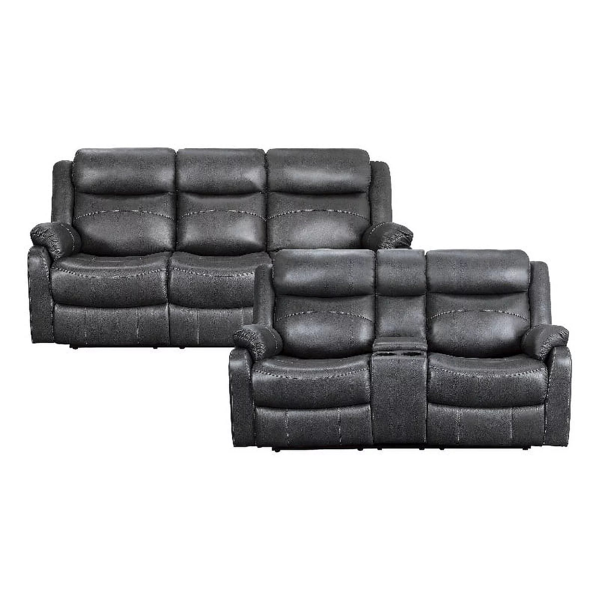 Dark Gray Microfiber 2-Piece Reclining Sofa Set M188575