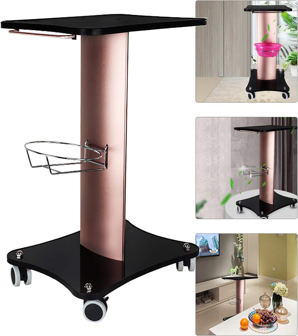 Black Aluminum Alloy Rolling Salon Cart with Stainless Steel Mesh Disk P68825