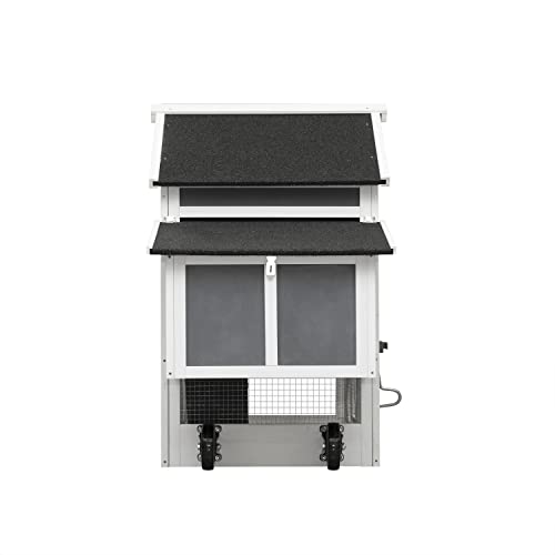 71" Movable Wooden Chicken Coop with Wheels and Run L46080