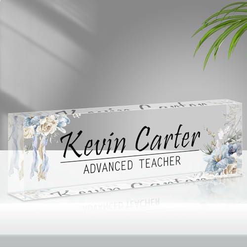 Acrylic Desk Name Plate (Purple Gold Marble) E356