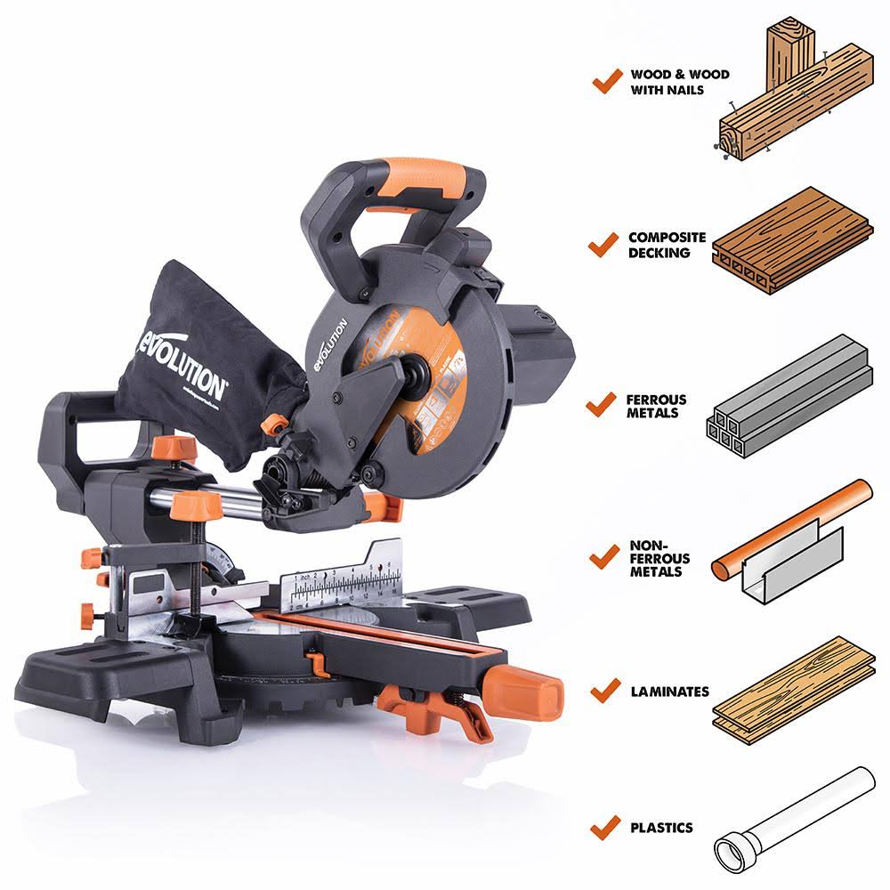 Single Bevel Sliding Miter Saw with 7-1/4 in. Multi-Material Cutting Blade U223664