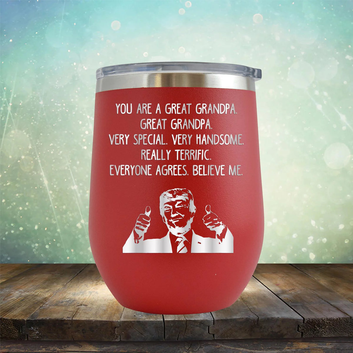 Engraved 12 oz Red Wine Cup O123