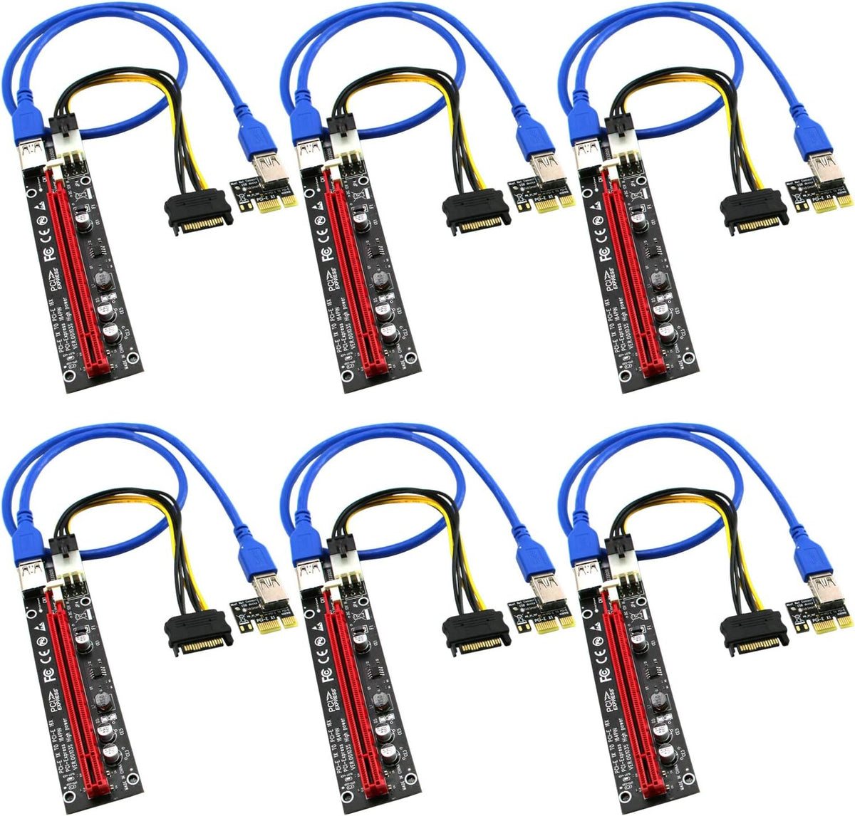 PCIE Riser Cable with 6Pin-SATA Power Cable and 23.6in Extension Cable, Pack of 2 U493758