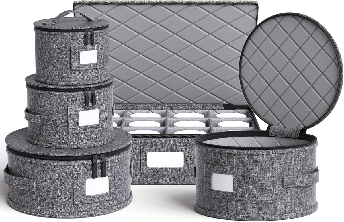 5 Piece Grey Hard Shell Storage Containers for Moving Dishes O593