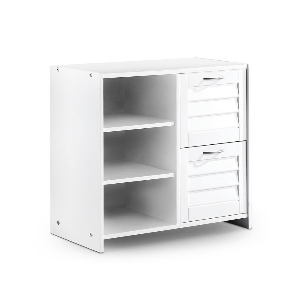 White 2-Drawer Chest with Shelf E892