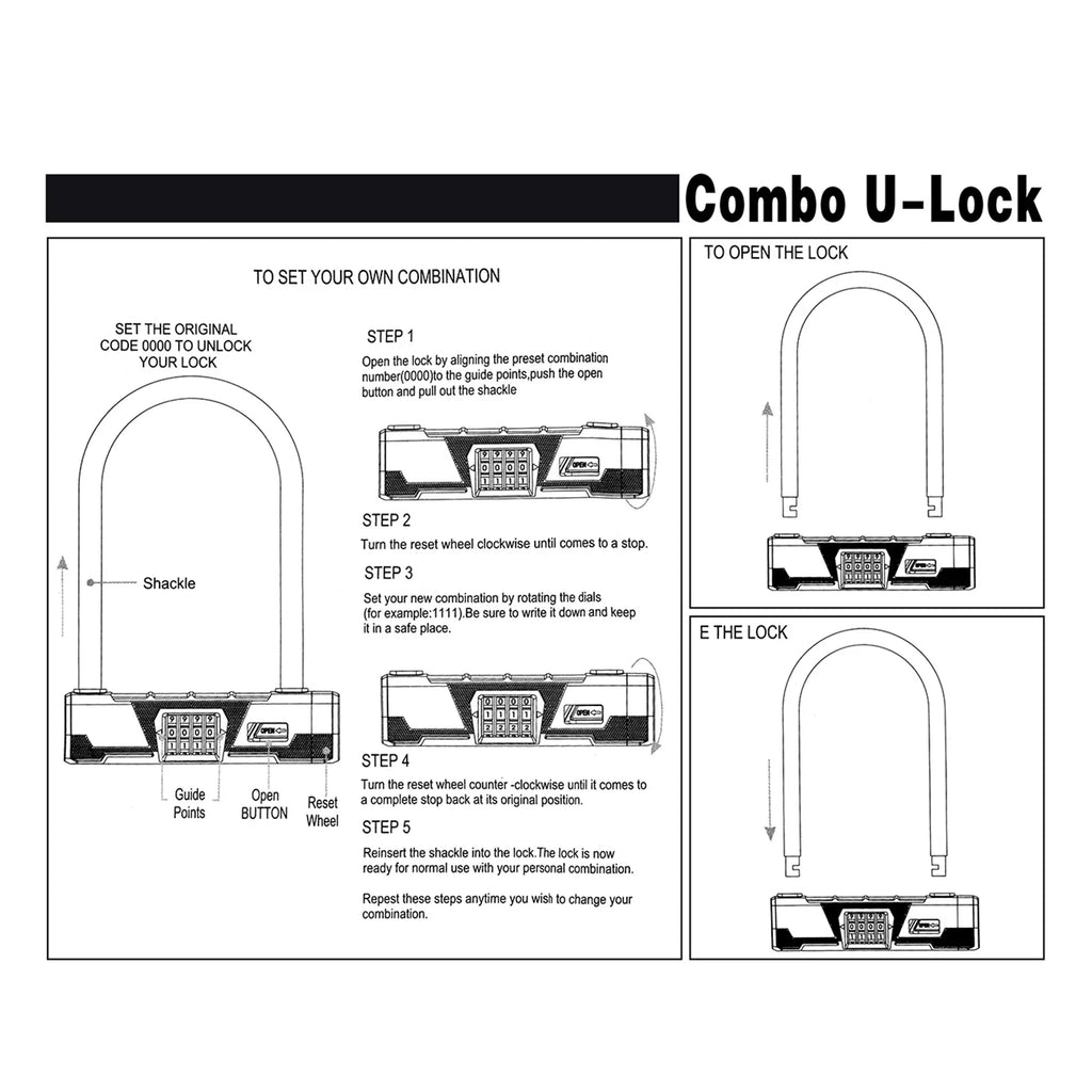 Combination U Lock Bike Lock W668