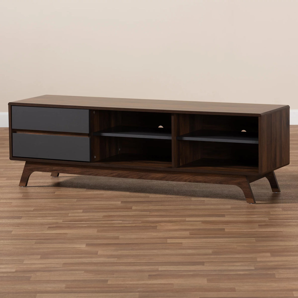 Grey Walnut 2-Drawer Wood TV Stand N83945