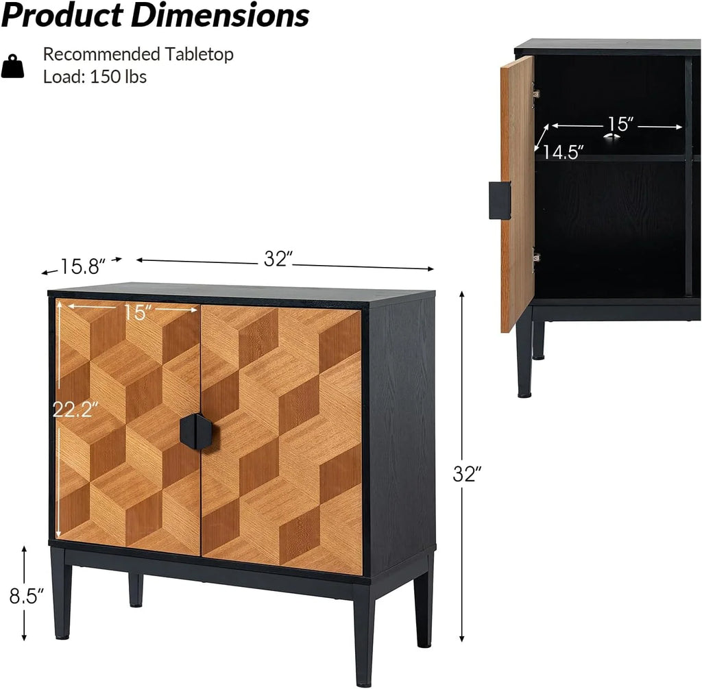 Black Storage Cabinet with Wood Legs J670