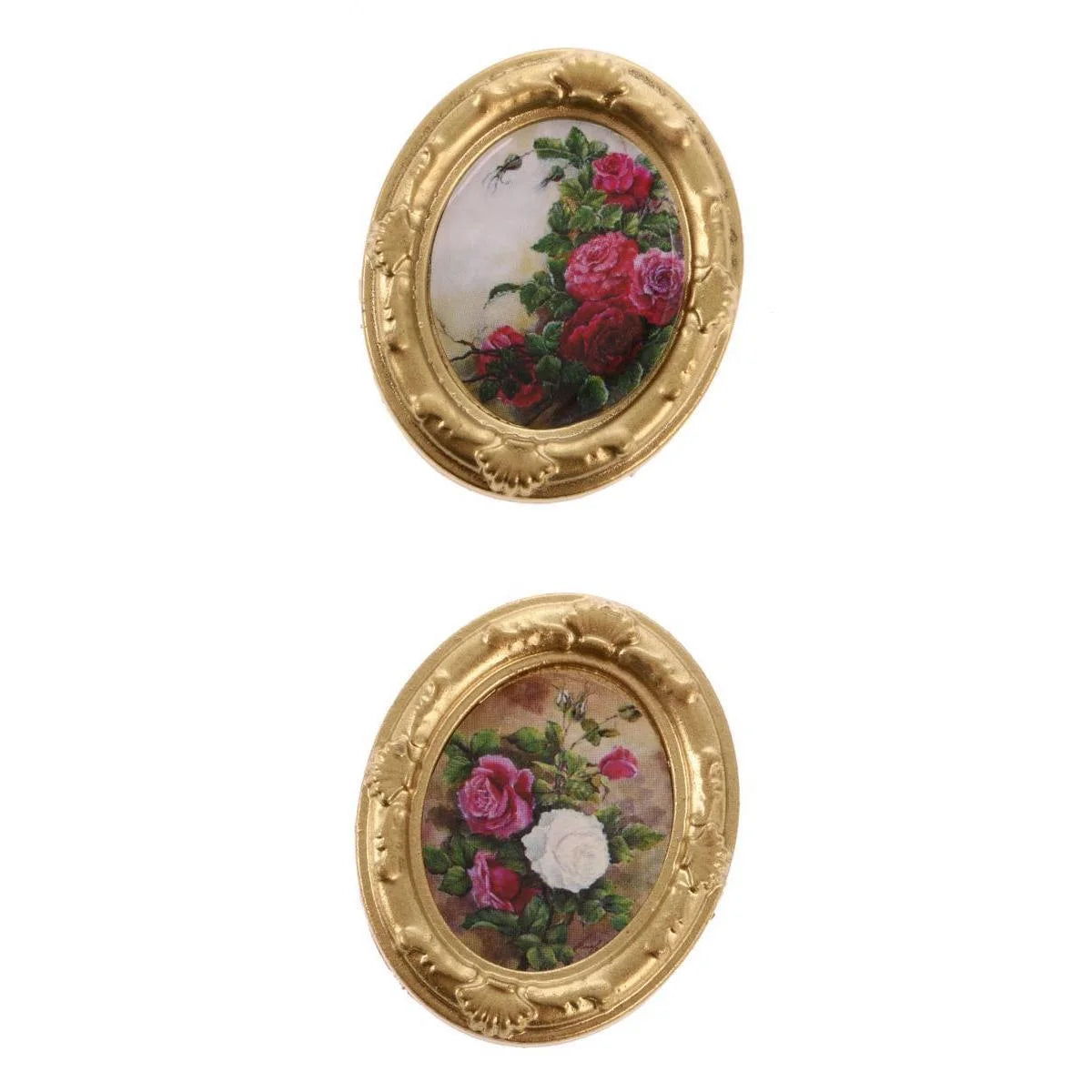 Vintage Mini Metal Dollhouse Decor Furniture Flower Picture Photo J2347