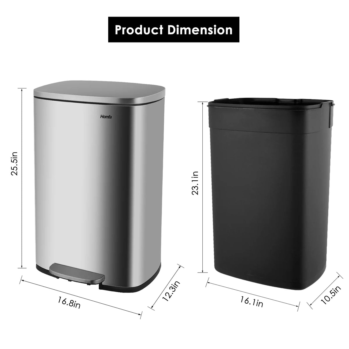 13 Gallon Fingerprint Proof Kitchen Trash Can F358