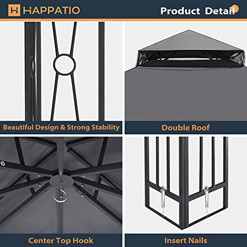 10' X 12' Outdoor Patio Gazebo with Mosquito Netting Dark Brown C389