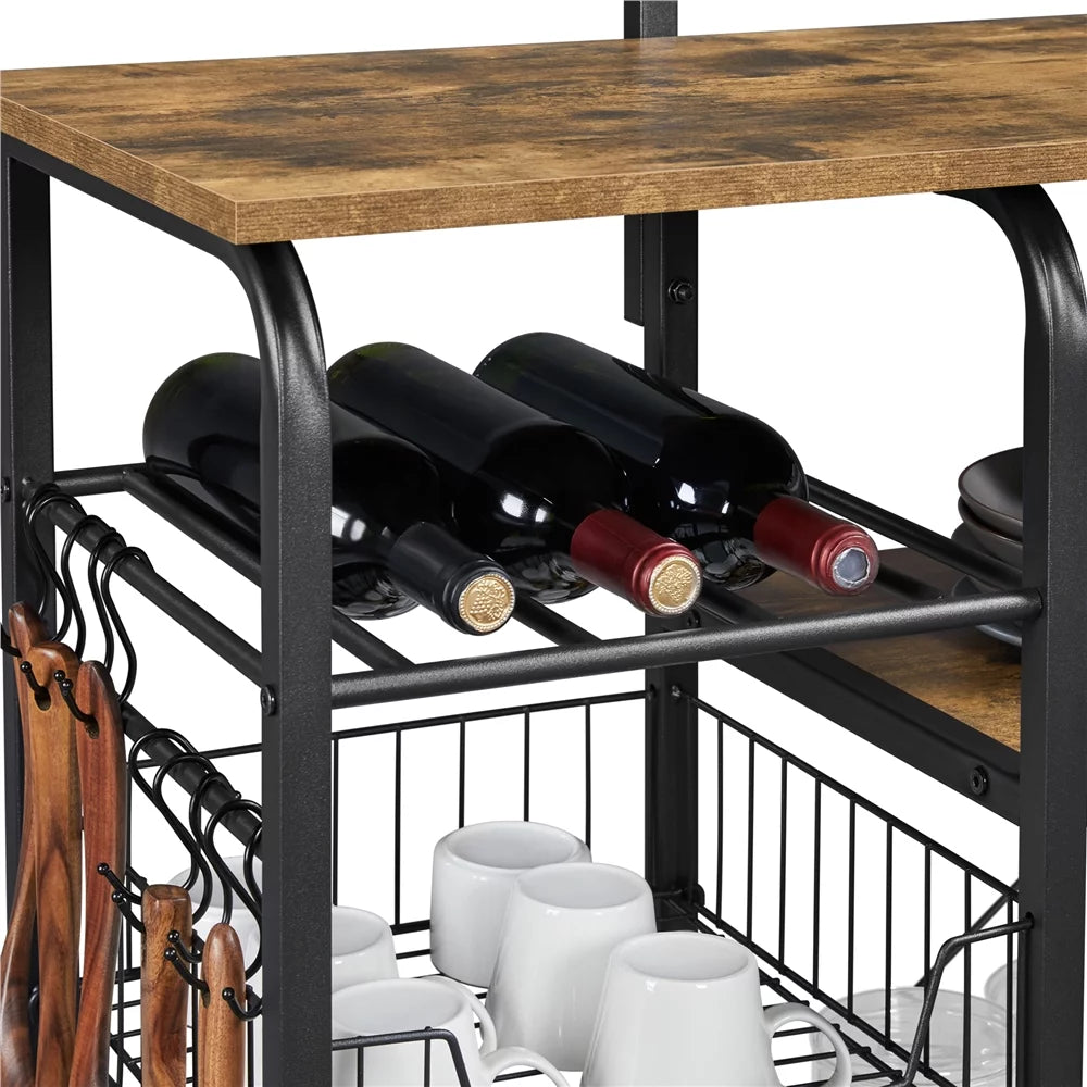 Rustic Brown Baker's Rack with 10 Hooks U516