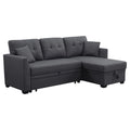 Dark Gray 3-Seat Fabric Sleeper Sectional Sofa with Storage B222368