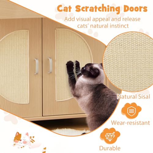 Natural Cat Litter Box Enclosure with Storage Shelf X307