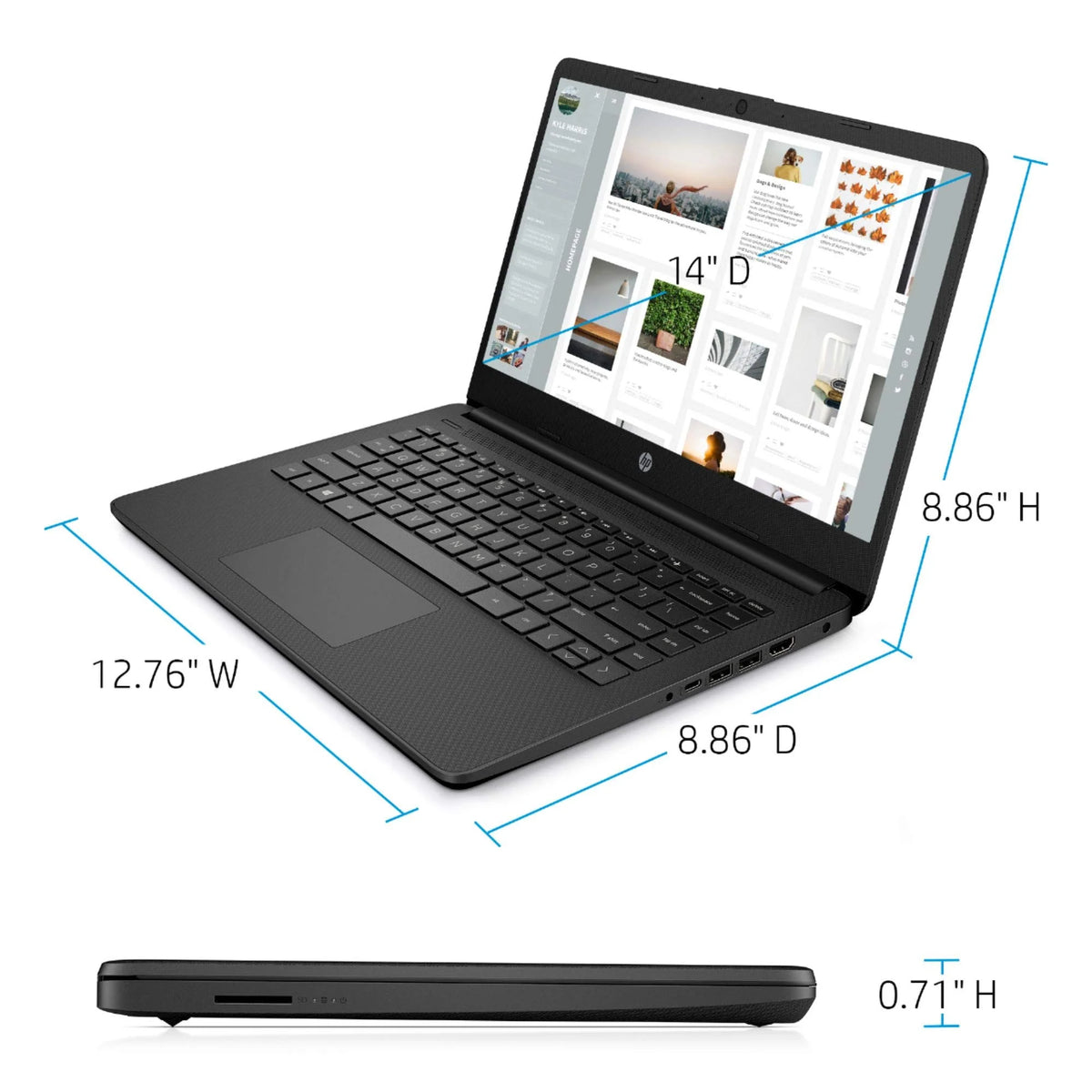 14" HD Laptop Computer, AMD Athlon Silver 3050U, 16GB DDR4, 1TB SSD, Black, Windows 10 S F6165