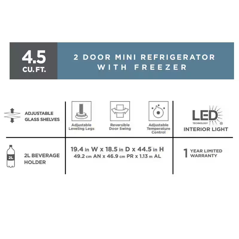 4.5 cu. ft. 2-Door Mini Refrigerator with Freezer G787454