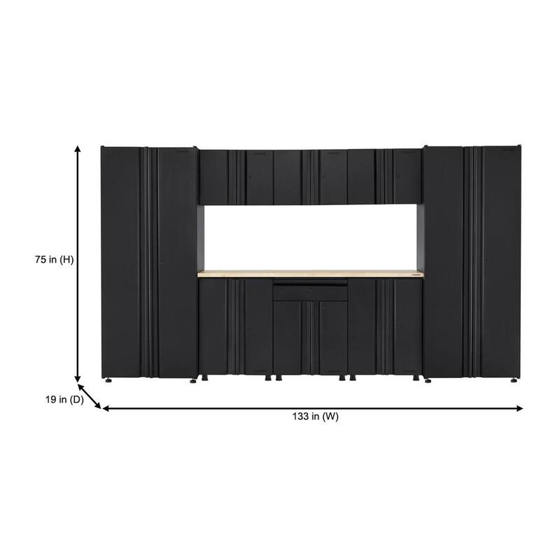 9 Piece Welded Steel Garage Storage System in Black M850