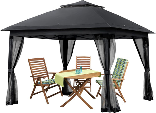 11x11 Grey Outdoor Pop up Gazebo with Mosquito Netting R764