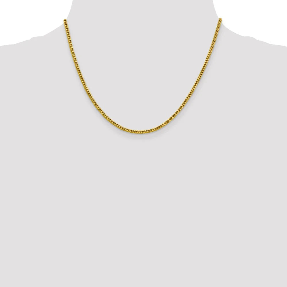 14kt Yellow Gold 2.2mm Franco Chain 18 inch Lobster Clasp F554