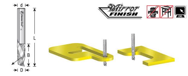 Solid Carbide CNC Spiral Single Flute Plastic Cutting 3/8 Dia x 1-1/8 inch x 3/8 Shank x 3 inch Long Down X334