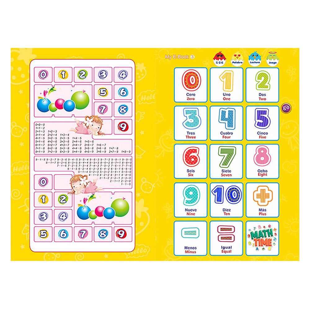 2-in-1 Spanish English Sound Board Book Interactive Talking Book Early Educational Reading Toy H51825