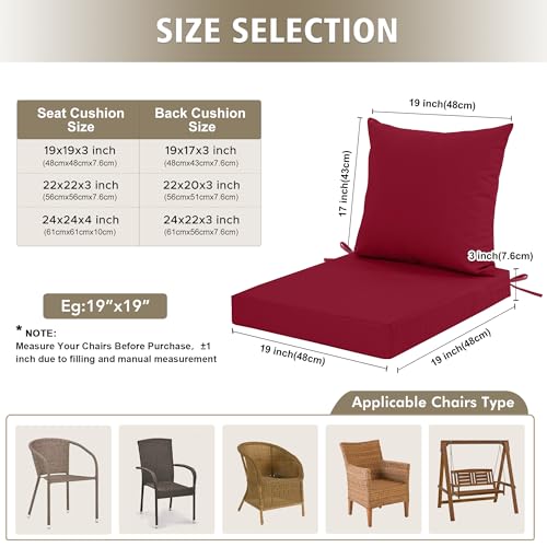 24x24 Inch Waterproof Outdoor Cushions Set of 2 Dark Grey O709012