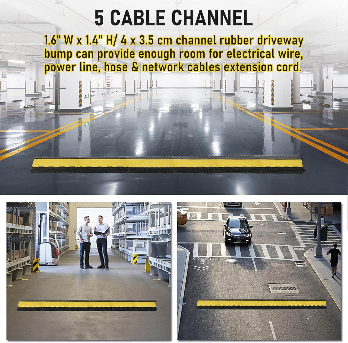 Heavy Duty Rubber Cable Protector 5 Channel 1 Pack 18000 Lb Q79435