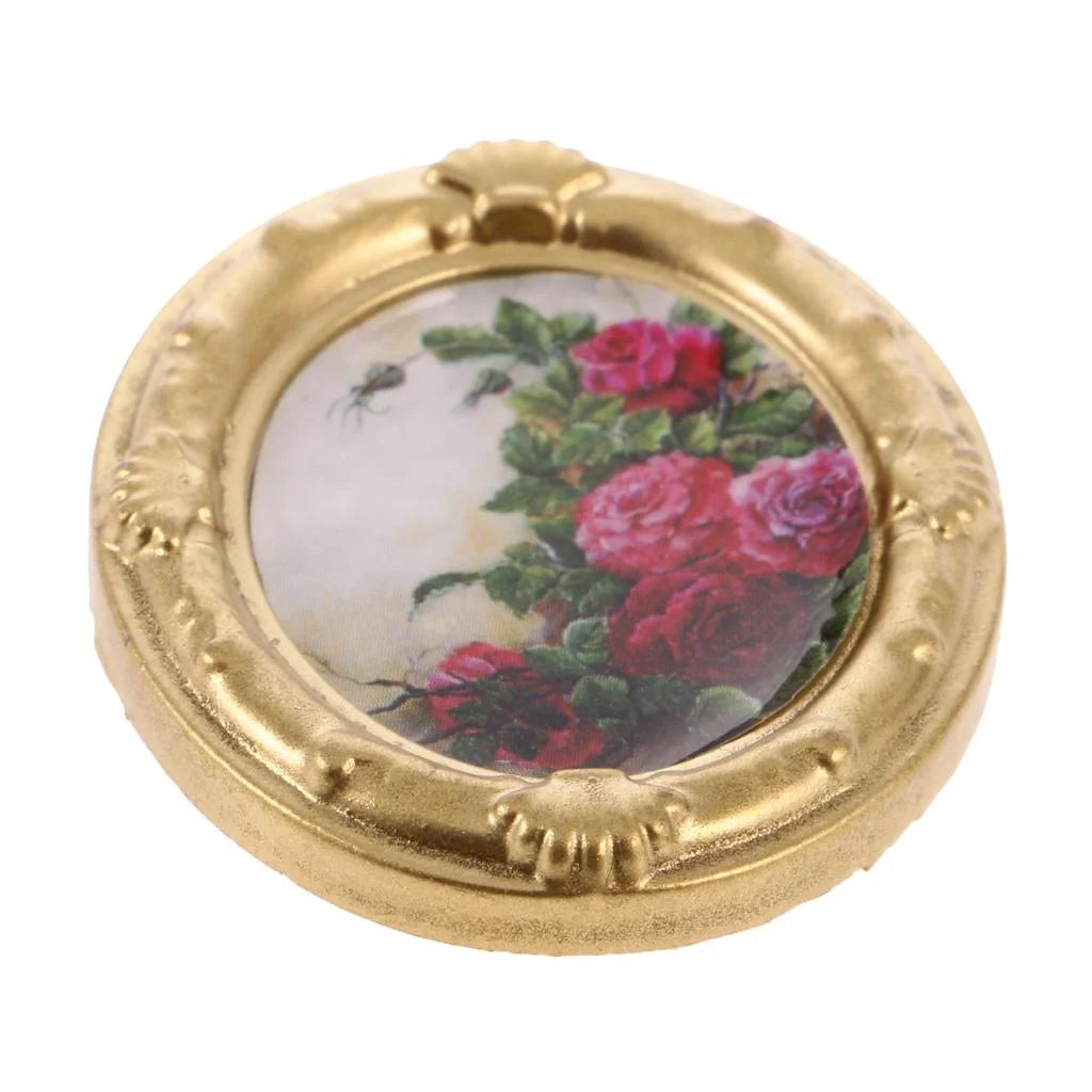 Vintage Mini Metal Dollhouse Decor Furniture Flower Picture Photo J2347