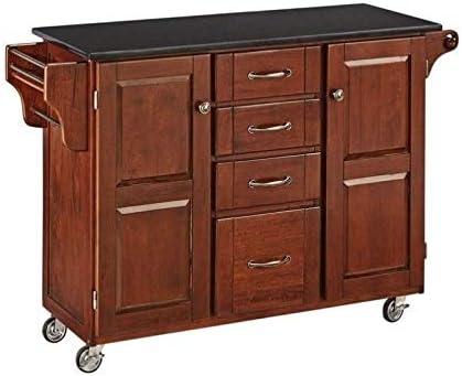 Granite Top Kitchen Cart in Cherry P58330