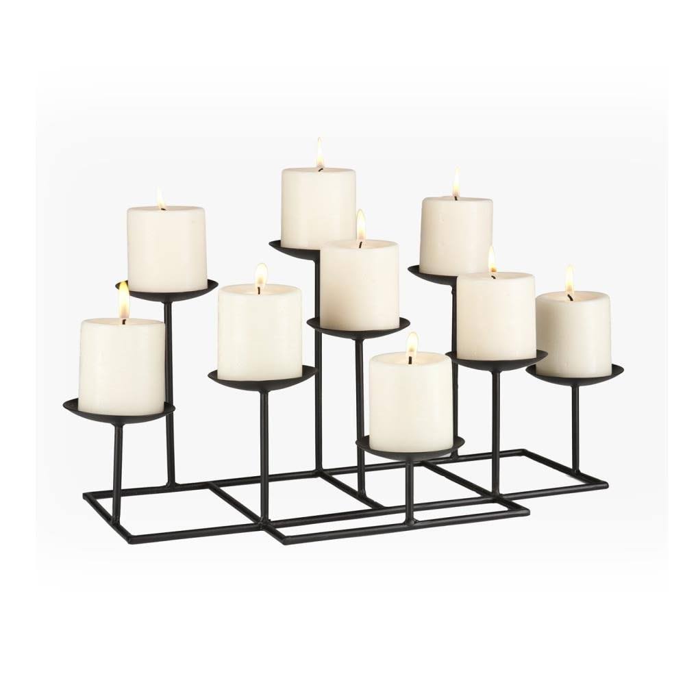 9 Candle Metal Candelabra Candle Holder Black Z459