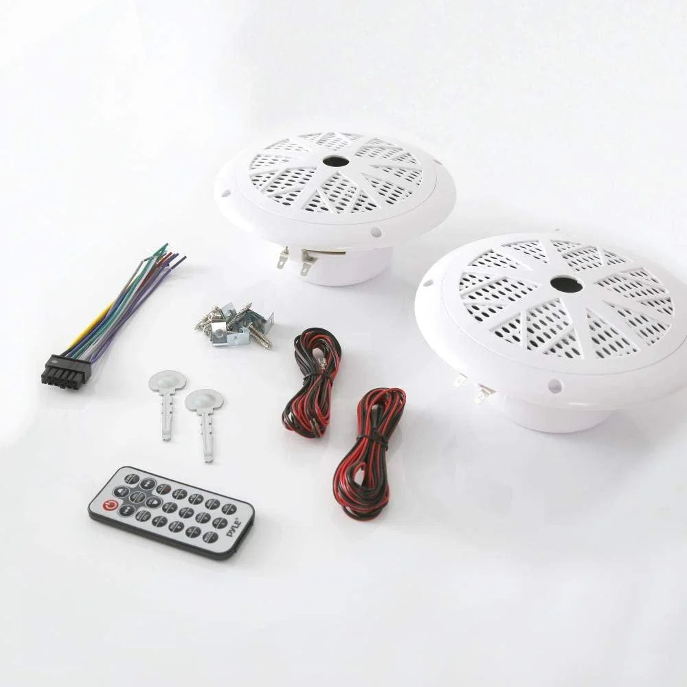 5.25 Inch Bluetooth Marine Stereo Receiver & Speaker Kit, White J143551