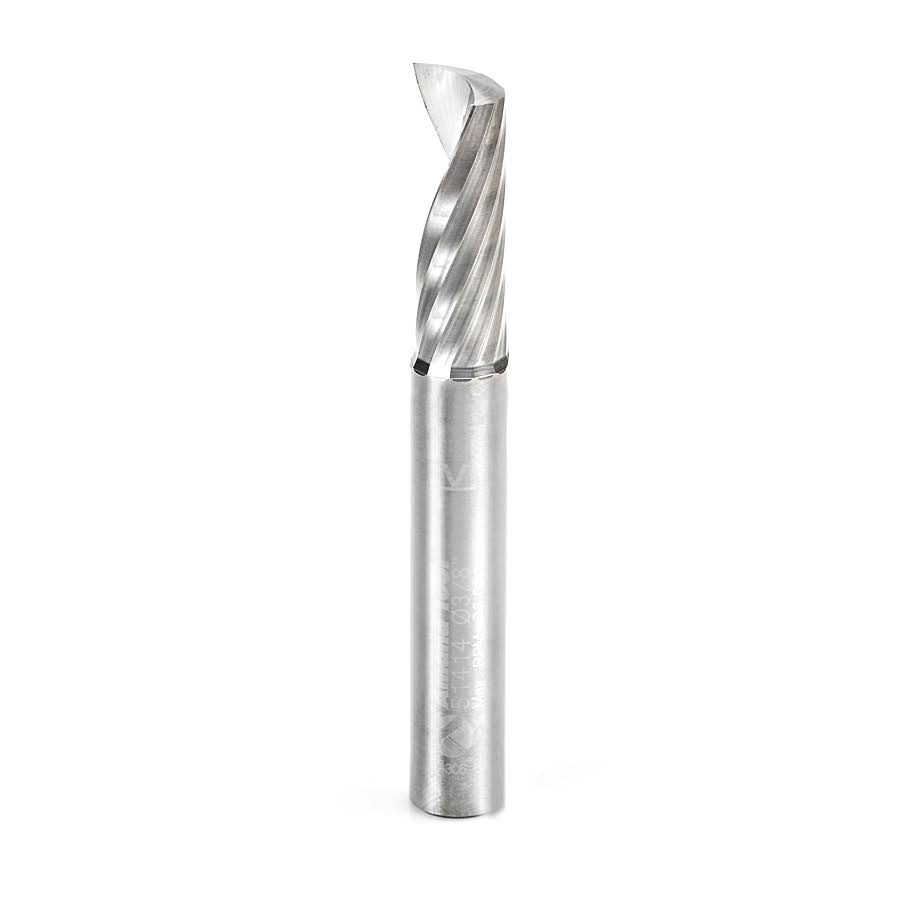 Solid Carbide CNC Spiral Single Flute Plastic Cutting 3/8 Dia x 1-1/8 inch x 3/8 Shank x 3 inch Long Down X334