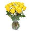 Yellow Roses and Baby's Breath Fresh Flower Bouquet with Vase G493