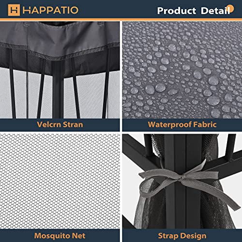 10' X 12' Outdoor Patio Gazebo with Mosquito Netting Dark Brown C389