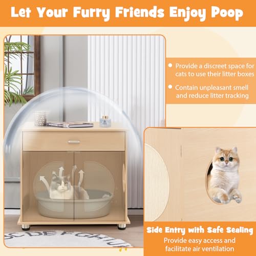 Natural Cat Litter Box Enclosure with Storage Shelf X307