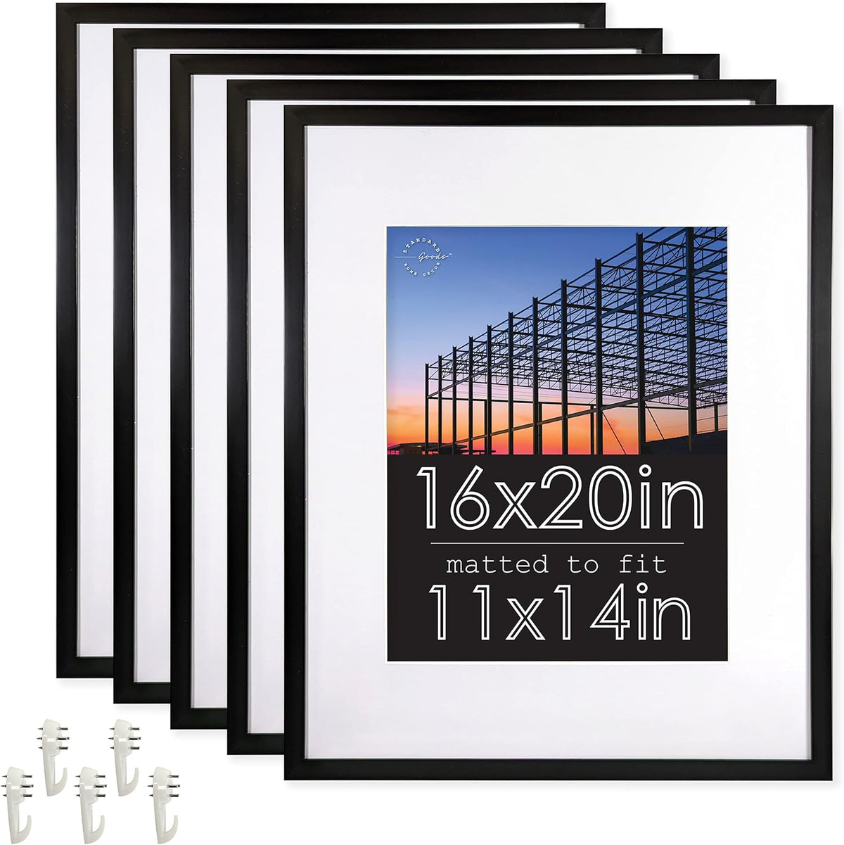 16x20 inch Linear Picture Frame 5-pack Black U7319
