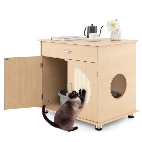 Natural Cat Litter Box Enclosure with Storage Shelf X307