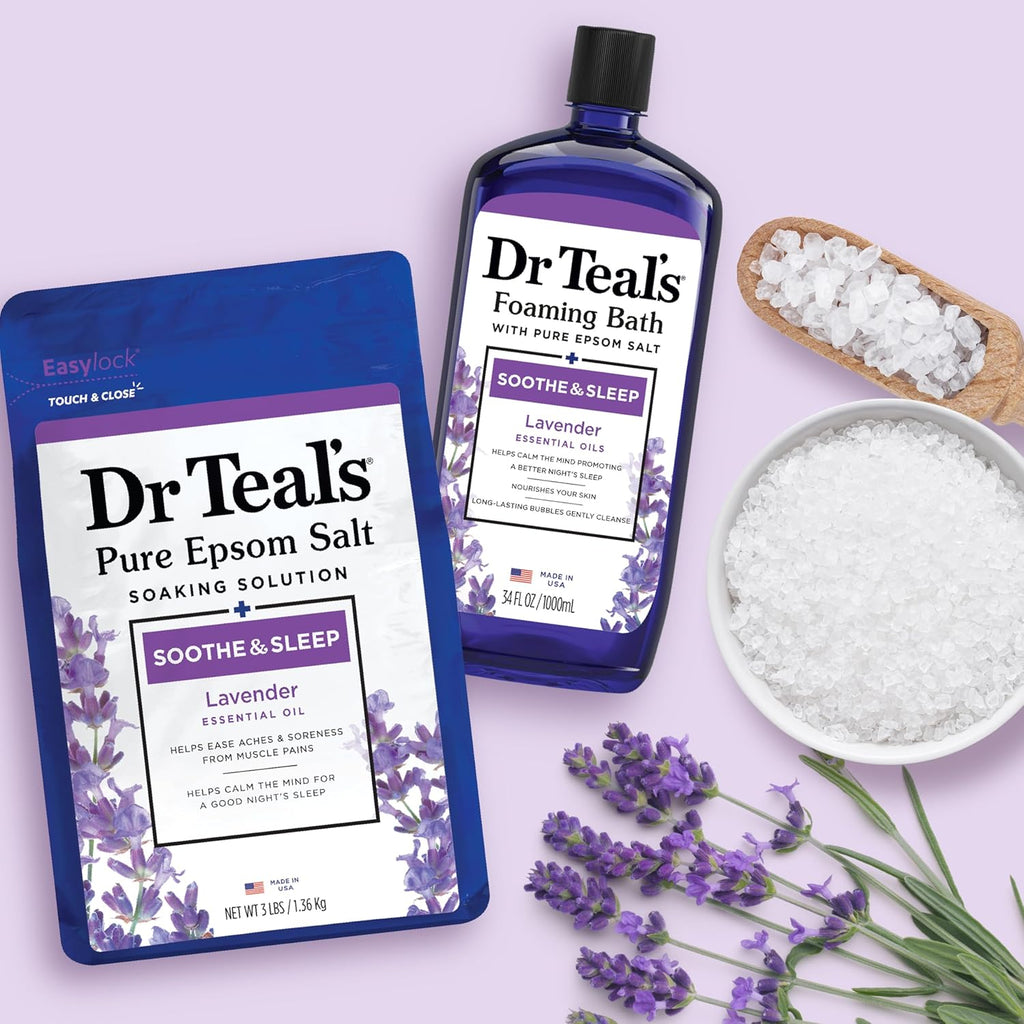 Lavender Epsom Salt Soaking Solution and Foaming Bath Combo Pack N738